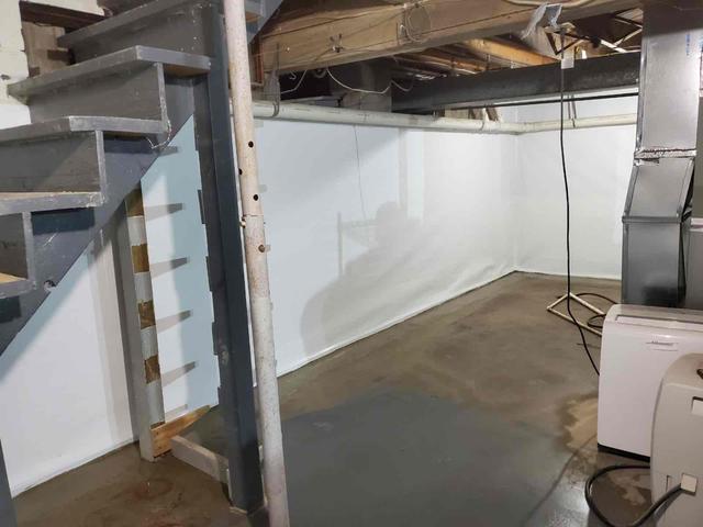 CleanSpace wall vapor barrier installed to prevent moisture from passing through the basement walls