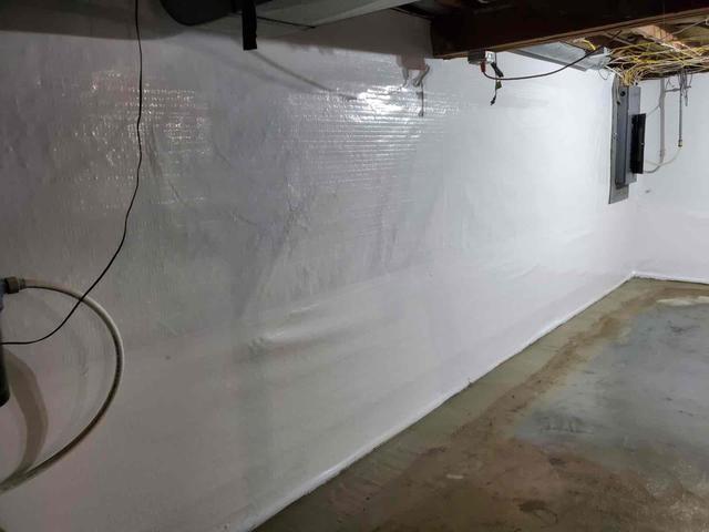 CleanSpace wall vapor barrier installed to prevent moisture from passing through the basement walls