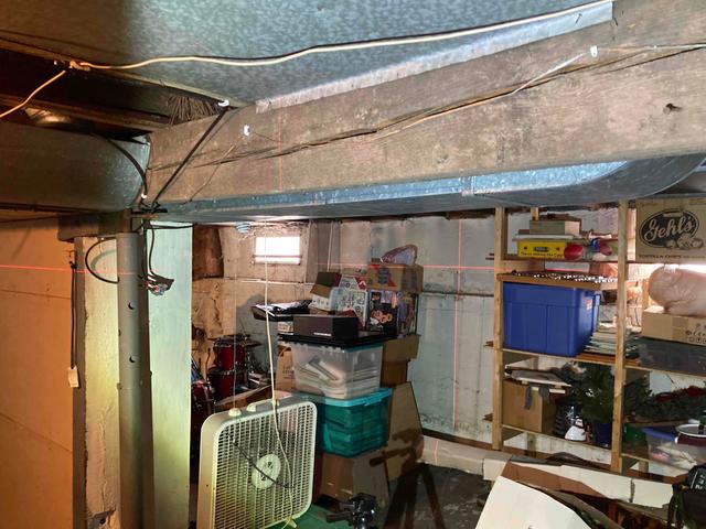 Original Supports Sagging in Superior, WI Basement