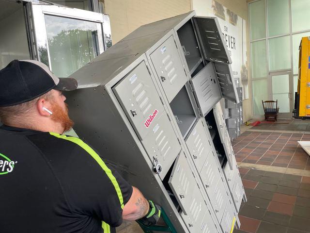 <p>Employee and breakroom lockers we removed. </p>