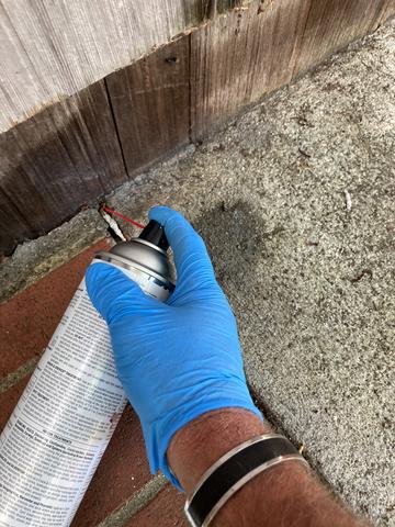 I injected a residual aerosol application underneath the siding. This treatment will flush the ants out of hiding and quickly exterminate them.