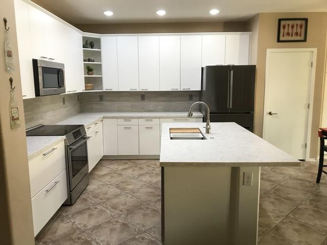 Bellmont Veer in white for the cabinetry.