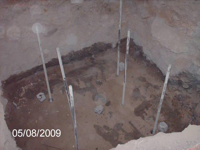 <p>This shows the post grouted micropiles before rebar mats were installed.</p>