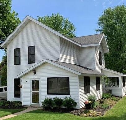 <p>Took out all the existing old wooden windows and frames down to the rough opening replaced with new vinyl windows, Black exterior and white interior new trim on the inside, jambs, casings, stools and custom trim design</p>