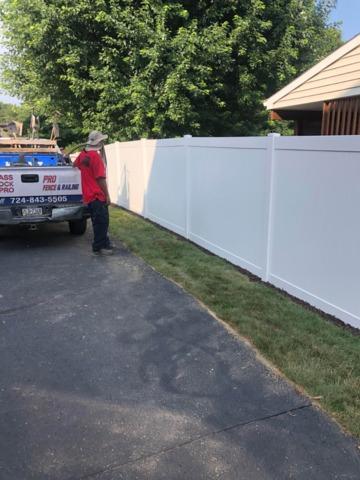 6' Almond Vinyl Acadia Fence replacement on Backyard New England Caps on Fence Posts, Flat caps on gate / (1) 4' gate