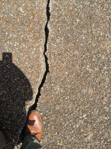 Deep crack in the driveway