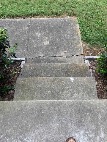 Cracked concrete walkway