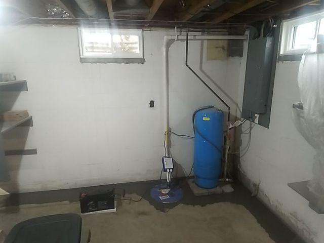 Drain ends at sump pump