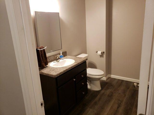 Completed half bathroom in basement