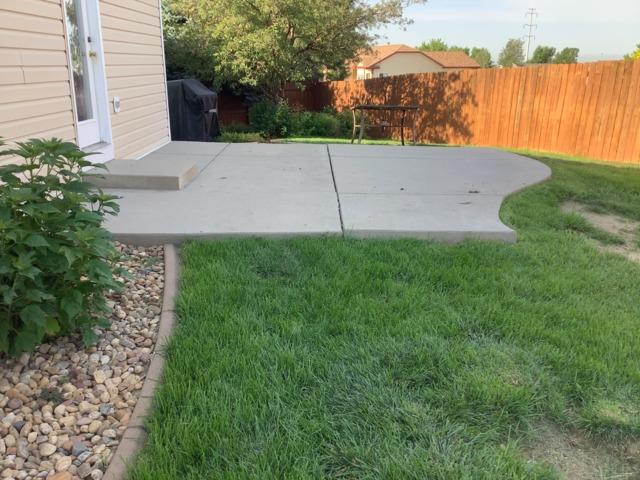 Sunken back patio before lift and level