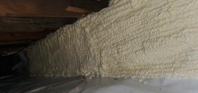 Spray foam is an excellent choice for a crawl space. The foam expands, filling every gap and crack along the way.