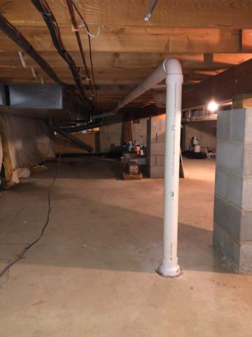 Two Extraction points tied to low voltage radon fan