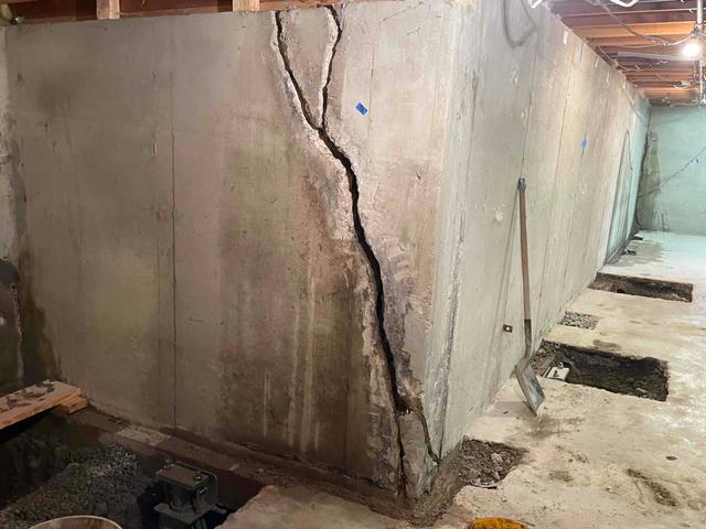 This large crack was chipped out to prepare for the Xypex application.