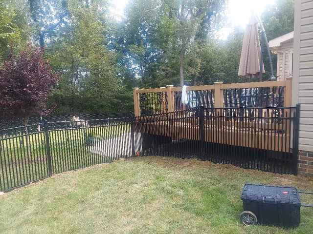 4' Black Aluminum Wilmington, 3 Rail, Extra Picket, (2) 6' Double Gates