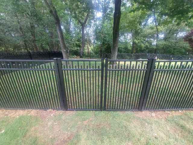 4' Black Aluminum Wilmington, 3 Rail, Extra Picket, (2) 6' Double Gates