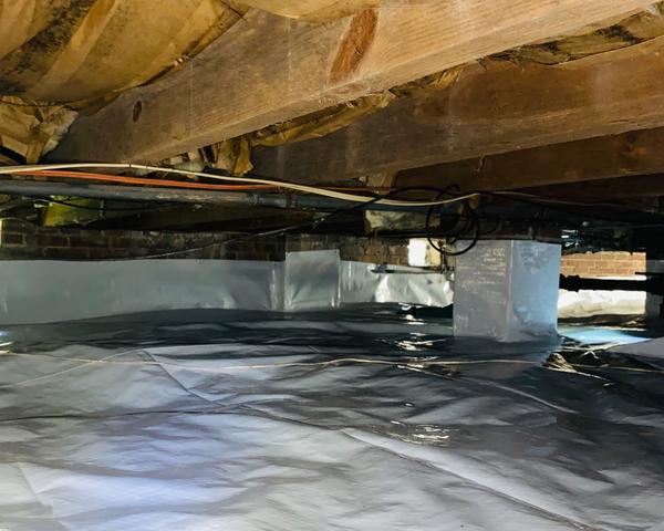 The CleanSpace Encapsulation System keeps bugs and critters out of the crawl space of the 
home.