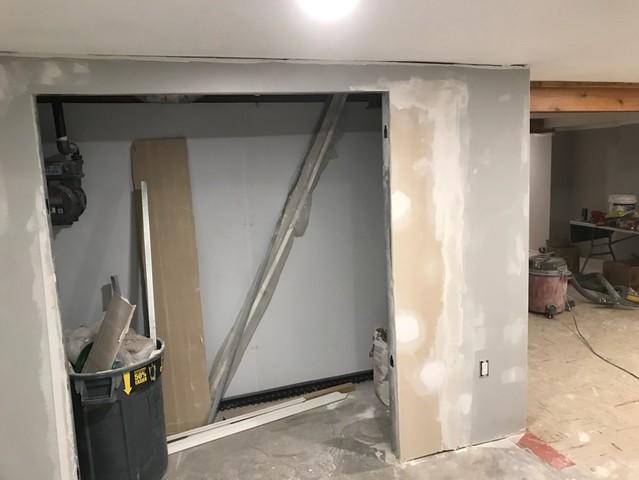 The homeowners chose our paintable EverLast Wall Panels for their basement. Most homeowners chose our regular EverLast Panels as they are finished to be easy to clean, but the paintable EverLast panels are a durable choice when you want to add more color to your basement.