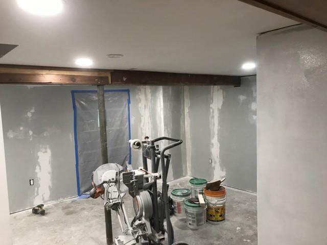 The homeowners chose our paintable EverLast Wall Panels for their basement. Most homeowners chose our regular EverLast Panels as they are finished to be easy to clean, but the paintable EverLast panels are a durable choice when you want to add more color to your basement.