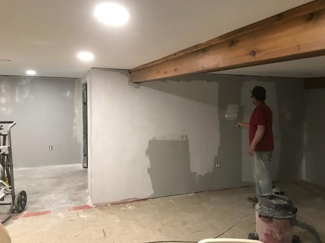 The homeowners chose our paintable EverLast Wall Panels for their basement. Most homeowners chose our regular EverLast Panels as they are finished to be easy to clean, but the paintable EverLast panels are a durable choice when you want to add more color to your basement.