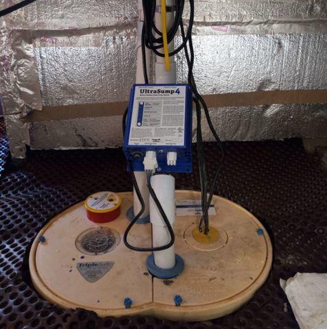This is a better look at the UltraSump4; this device will suck all the water around the basement and pipe it out of the basement.