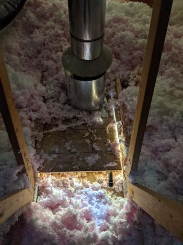 Large gap in attic floor.