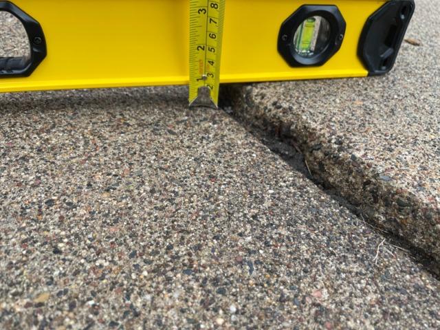 1 inch of Settlement in Minneapolis Sidewalk