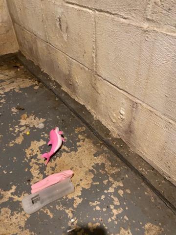 Water was leaking into the homeowner's house where the floor and wall meet.