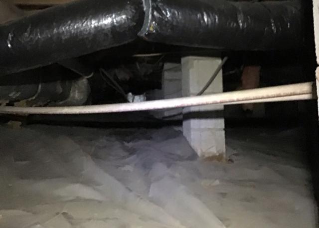 The old vapor barrier did not completely cover the crawl space.