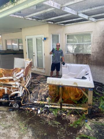 Breaking down the hot tub