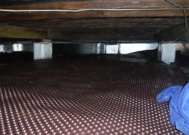 The drainage matting install during the process that help keep water and moisture out of the crawl space.