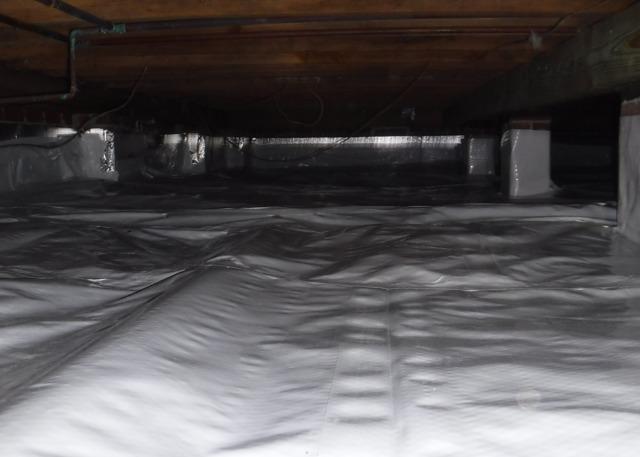 The CleanSpace Encapsulation System creates a water barrier from the element water from being sucked up into the wood and insulation in the crawl space.