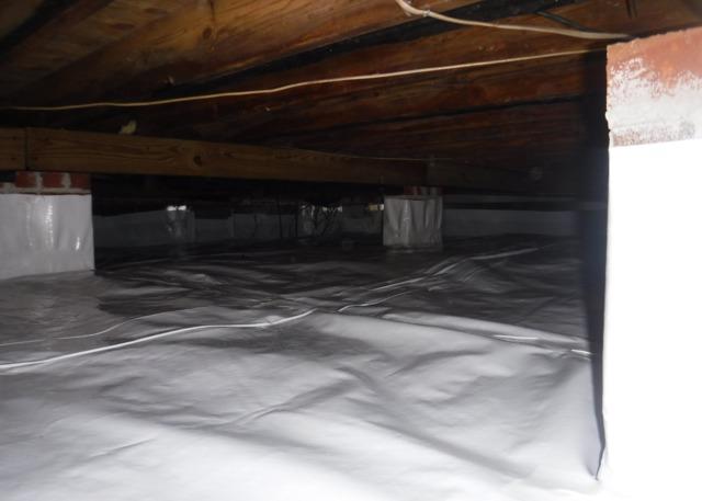 The CleanSpace Encapsulation System provides coverage against water vapor from entering the crawl space of the home.