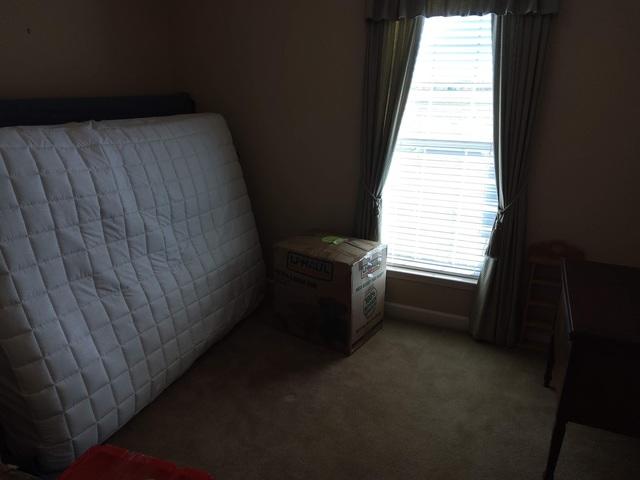 We moved one of the beds into the downstairs guest bedroom, but there were too many things for us to setup up the bed, yet. We also moved a bed to the upstairs guest bedroom (not pictured), along with some other items.
