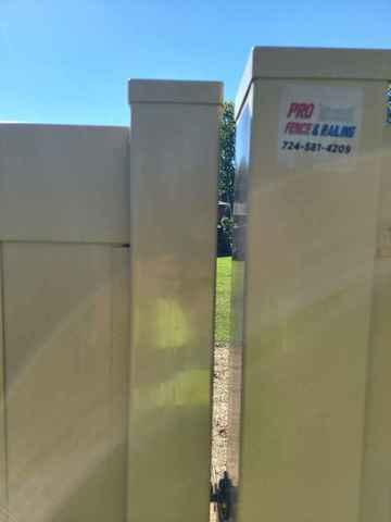 6' Khaki Vinyl Acadia Privacy Fence Installation