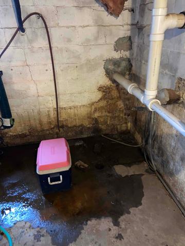 Before Basement Waterproofing in Gentryville, IN