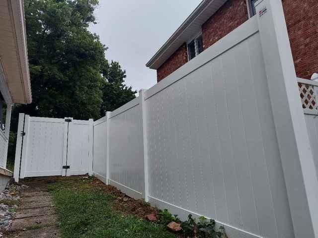 6' White  Acadia Privacy Vinyl Fence  (2) 3' gates Installation