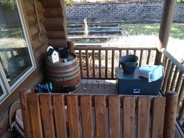 We loaded up the smoker and the treadmill and freed up some space behind this great porch swing so it could be used, again.
