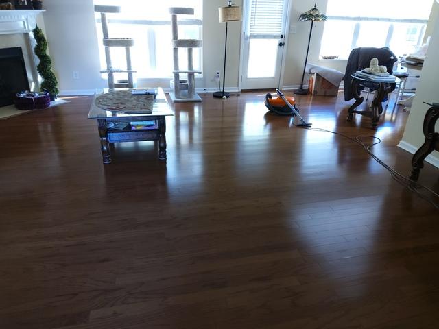 We removed the couch for the customer and moved the love seat to the bonus room upstairs. The couch was donated to Goodwill, on our customer's behalf!