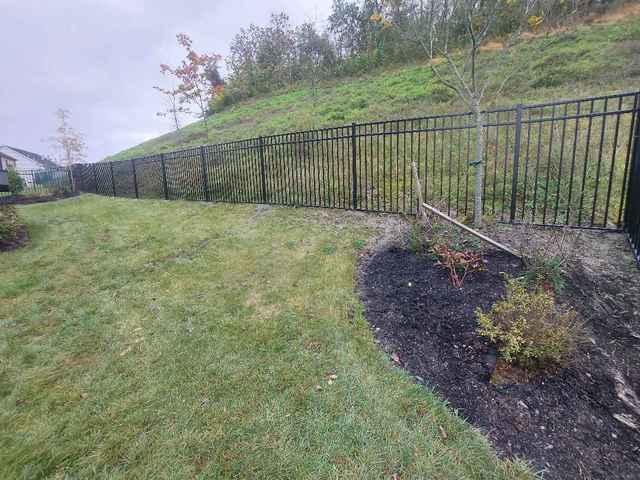 5' Black Commercial Aluminum Fence 3 Rail, Flush Bottom (1) 3' gate straight Installation