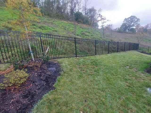 5' Black Commercial Aluminum Fence 3 Rail, Flush Bottom (1) 3' gate straight Installation