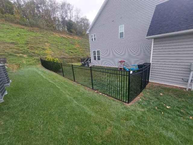 5' Black Commercial Aluminum Fence 3 Rail, Flush Bottom (1) 3' gate straight Installation