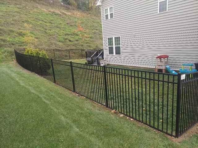 5' Black Commercial Aluminum Fence 3 Rail, Flush Bottom (1) 3' gate straight Installation