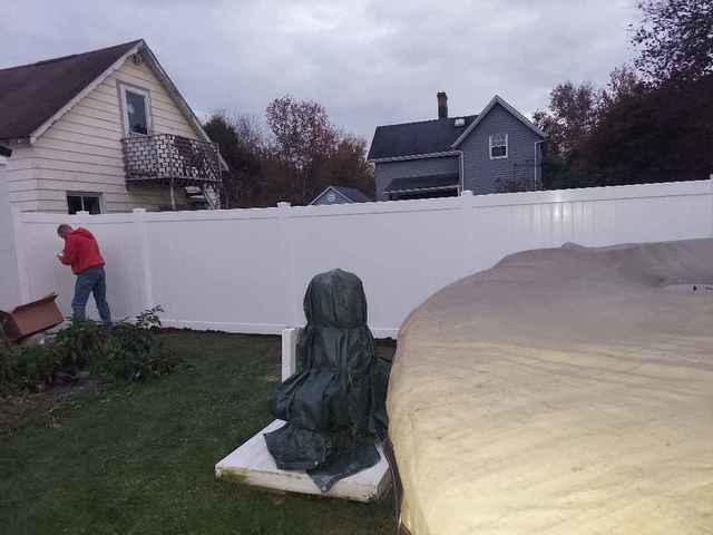 6' White Acadia Privacy Vinyl Fence Installation