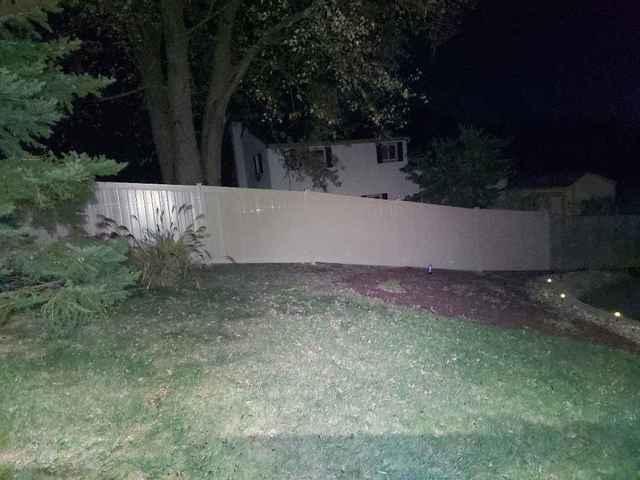 6' Khaki Acadia Privacy Vinyl Backyard Installation
