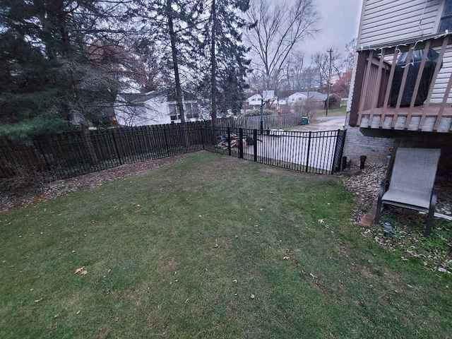 5' Black Classic Aluminum Fence Commercial Grade, Flush Bottom, 3 Rail (1) 3' single, (1) 4' single and (1) 6' double gate installation