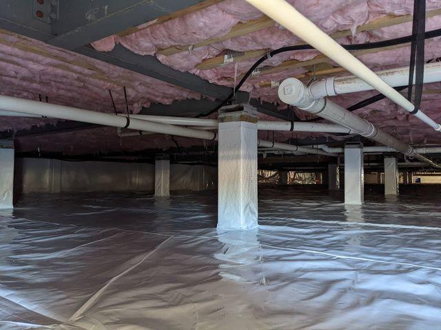 Wrapped Piers in Lewes, DE Crawl Space