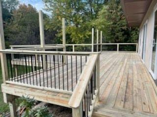 New treated wood deck