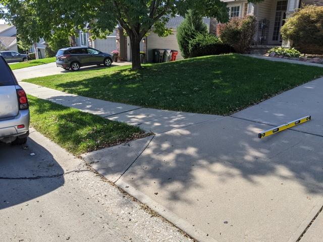 Like most homes, this one was experiencing settling in the driveway, sidewalk, and even the front entryway.