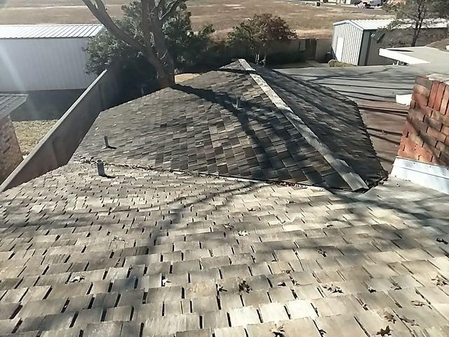 This is the old wood shake roof we replaced.