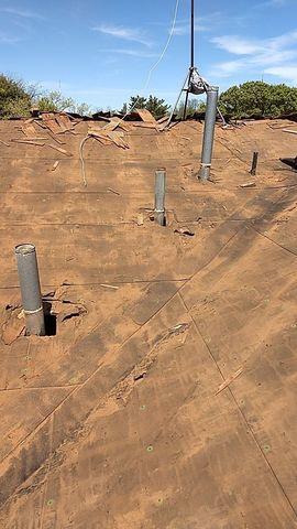During the removal of the old roof, we expose the decking. If the decking is rotted, old, and brittle, we replace it.